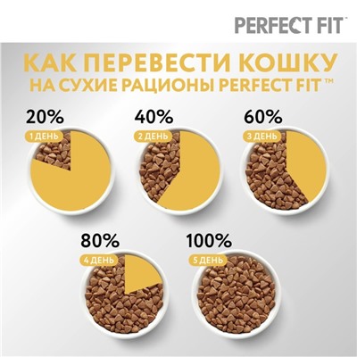 Сухой корм Perfect Fit для чувствительных кошек, индейка, 650 г