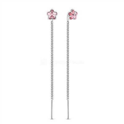 Серьги-продёвки из серебра с кристаллами премиум Австрия Светло-розовый