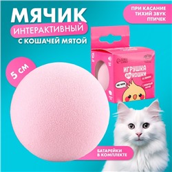 Игрушка для кошек. Мячик интерактивный «Птичка» с мятой