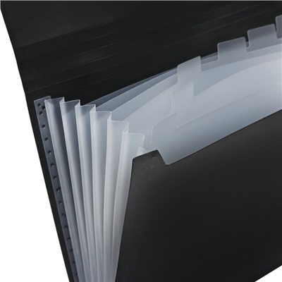 Папка картотека Calligrata 6 отдел. A4 пластик 0.7мм черный. микс цв резинок