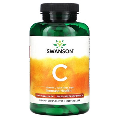 Swanson Витамин C с Шиповником - 1000 мг - 250 таблеток - Swanson