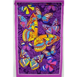 Полотенце вафельное пляжное - банное 80х150 см, "Бабочки" (фиолетовый)
