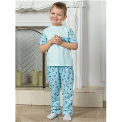 Голубая пижама (футболка, штаны) с зебрами для мальчика (30006)