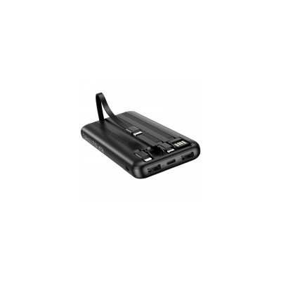 Зарядное устройство Borofone BJ20, 10000 мА/ч, 2A Lightning/Micro-USB/Type-C/USB, дисплей, черное