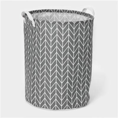 Корзина бельевая текстильная Доляна «Зигзаг», 35×35×45 см, цвет серый