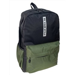Мужской рюкзак из текстиля ,цвет черный с зеленым