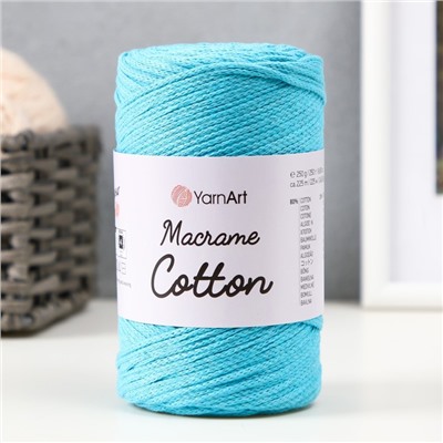 Пряжа "Macrame Cotton" 20% полиэстер, 80% хлопок 225м/250гр (763 лазурный)