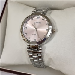 Наручные часы с металлическим браслетом, цвет циферблата розовый, Ч302450, арт.126.043