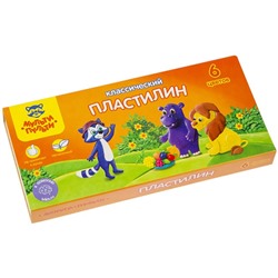 Пластилин 6 цветов 120 г, Мульти-пульти "Приключения Енота", со стеком, картонная упаковка