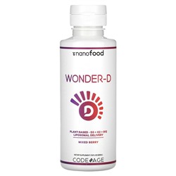 Codeage Nanofood, Wonder-D, на растительной основе, D3 + K2 + B12, липосомальная доставка, ягодная смесь, 7,6 жидких унций (225 мл)