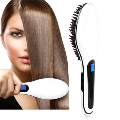 Расческа-выпрямитель "FAST HAIR STRAIGHTENER" HQT-906 White