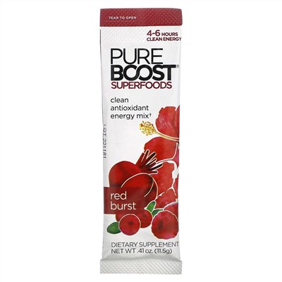 Pureboost Superfoods, Чистая антиоксидантная энергетическая смесь, Red Burst, 10 пакетов по 0,41 унции (11,5 г) каждый