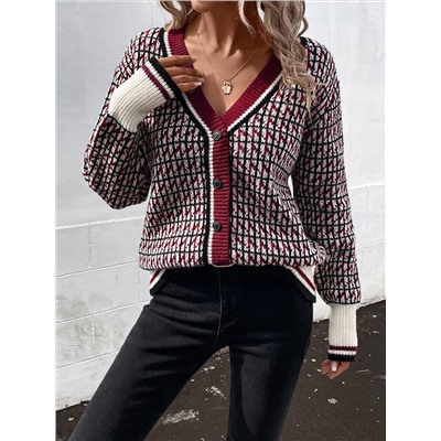 Cardigan mit Plaid Muster, Drop Shoulder