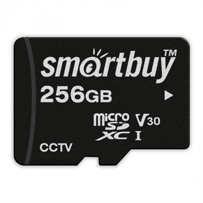 Карта памяти Micro SDXC 256Gb Smartbuy U3 V30 для видеонаблюдения + адаптер SD (SB256GBSDCCTV)