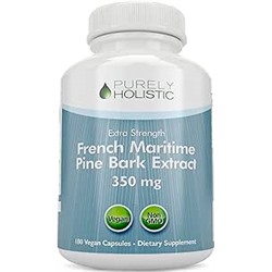Purely Holistic Pine Bark Extract 350mg - 180 Vegan Capsules - 95% Proanthocyanidins - French Maritime Pine Bark Extract - Non GMO & Pesticide Free - Cardiovascular Health & Antioxidant Supplement
