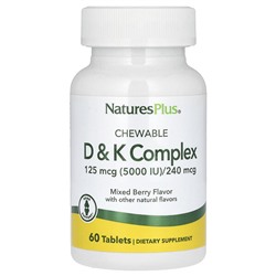 NaturesPlus Chewable D & K Complex, Mixed Berry, 60 Tablets