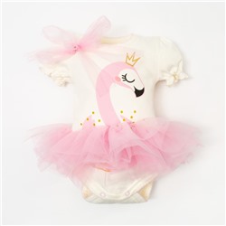 Боди с юбкой Крошка Я "Фламинго", белый, рост 74-80 см