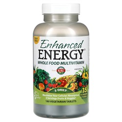 KAL Enhanced Energy, Цельнопищевые мультивитамины, без железа, 180 вегетарианских таблеток