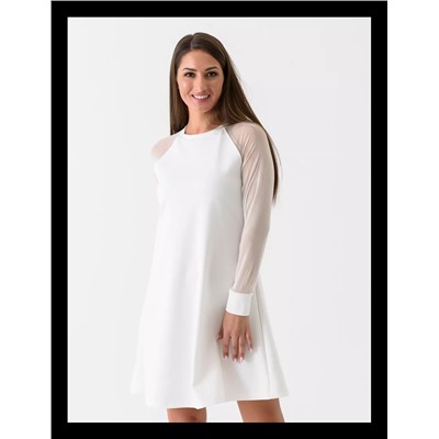 Платье женское рукав сетка - Белый