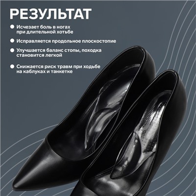 Подпяточники для обуви, с супинатором, на клеевой основе, силиконовые, 15,5 × 5,5 см, пара, цвет прозрачный