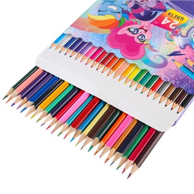 Карандаши 24 цвета, заточенные, шестигранные, картонная упаковка, европодвес, "Пинки Пай", My Little Pony