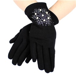 Трикотажные перчатки со стразовым декором "Снежинка" //