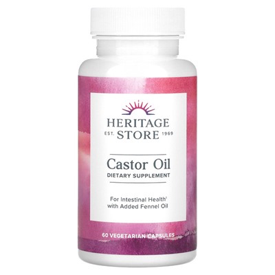 Heritage Store Castor Oil, 60 Vegetarian Capsules