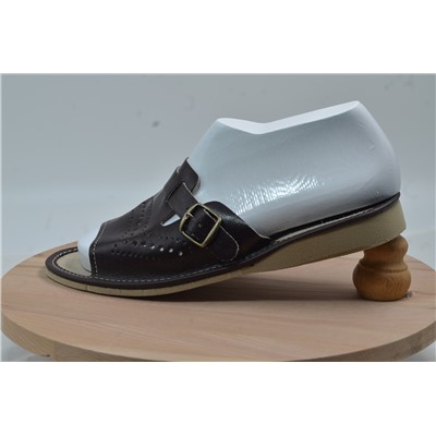 022-37  Обувь домашняя цвет темно-шоколадный (Тапочки кожаные) размер 37