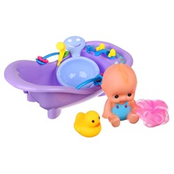 Набор игрушек для ванны «Пупс в ванне», 5 шт, с пищалкой, цвет МИКС, Крошка Я
