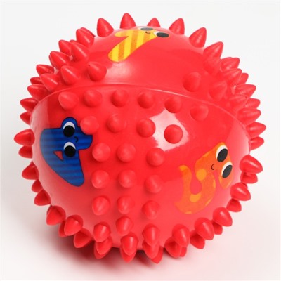Развивающий тактильный мячик «Малыш», с пищалкой, 1 шт, диамер 9, виды МИКС, Крошка Я