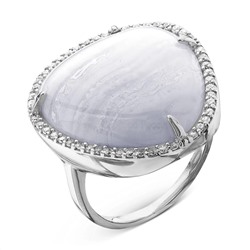 Кольцо из серебра с гт.кварцем и фианитами родированное 925 пробы ак-1401390-4