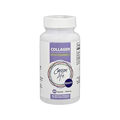 Carson Life Collagen Capsules with Vitamin C - 60 Capsules - Dietary Supplement for Anti Aging, Immune Support, Healthy Hair, Skin and Nails - Made in The USA (60 Capsules)