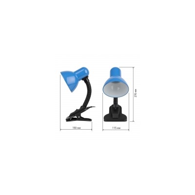 Светильник настольный ЭРА N-212-E27-40W-BU, синий, прищепка, выключатель, E27, 220В, пакет