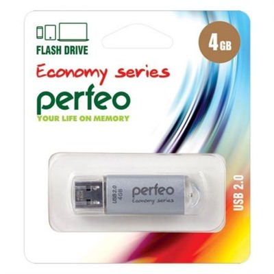 4Gb Perfeo E01 Silver Economy Series USB 2.0 (PF-E01S004ES)