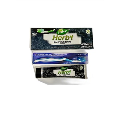 Зубная паста Herbl Expert Whitening с Углем + зубная щетка, (Dabur), 150 гр