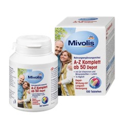 Mivolis A-Z Komplett ab 50 Tabletten Дас Гезунде Плюс, Комплексные витамины против старения От А до Z Komplett, для людей старше 50 лет, 100 шт