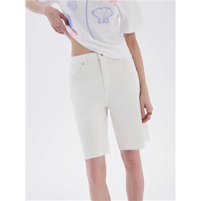 CONTE CON-641 Белые джинсовые шорты с необработанным краем