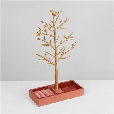 Подставка "Дерево" с местом для хранения, 19x8x33 см, цвет розово-золотой