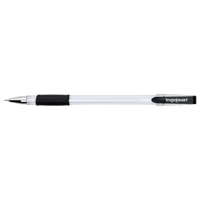 Ручка масляная 0.5мм, черная, резиновый грип, игловидный наконечник, INFORMA