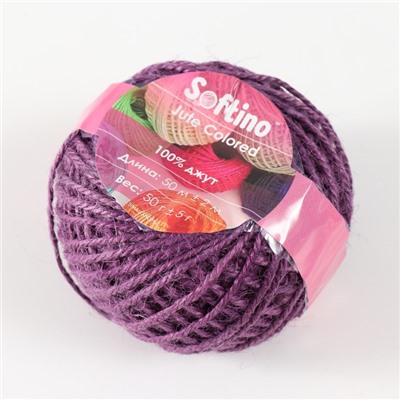 Пряжа 100% джут "Softino Jute Colored" 50м ±2м пурпур 50 гр