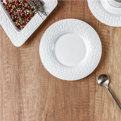 Тарелка фарфоровая пирожковая Magistro Rodos, d=15,6 см, цвет белый