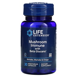 Life Extension Mushroom Immune With Beta Glucans, 30 вегетарианских капсул