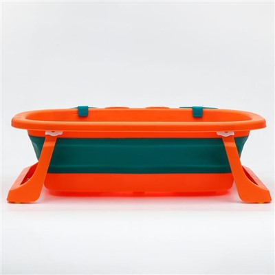 Ванночка детская складная со сливом, «Краб», 67 см., цвет бирюзовый/оранжевый