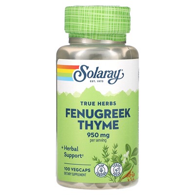 Solaray True Herbs, Тимьян пажитник, 950 мг, 100 растительных капсул