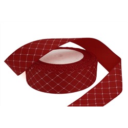 Репсовая лента с рисунком "Сетка" (красный), 25мм * 25 ярдов (+-1)