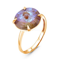 Кольцо из золочёного серебра с кристаллом Swarovski Капучино 925 пробы кл-002з-001L133D