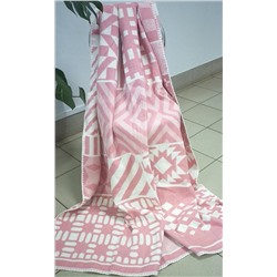 Одеяло шерсть 15% 170х205 Жаккард 3-пэчворк (розовый)