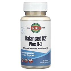 KAL Balanced K2 Plus D3 - 50 мкг K1/50 мкг K2/10 мкг D3 - 60 таблеток - KAL