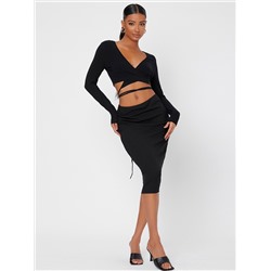 SHEIN Tall Crop Top mit überlappendem Kragen, Criss-Cross, Band hinten,