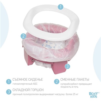 Дорожный горшок HandyPotty в фирменной сумке, цвет розовый